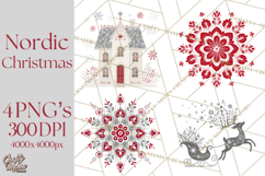 Scandinavian Christmas Clipart PNG, Nordic Pattern Christmas Product Image 1