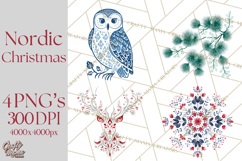 Scandinavian Christmas Clipart PNG, Nordic Pattern Christmas Product Image 1