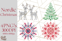 Scandinavian Christmas Clipart PNG, Nordic Pattern Christmas Product Image 1
