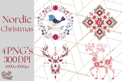 Scandinavian Christmas Clipart PNG, Nordic Pattern Christmas Product Image 1