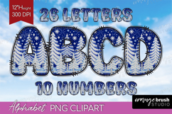 Knitted Christmas Doodle Alphabet Clipart - Nordic Xmas PNG Product Image 1