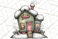 Nordic Winter House Clipart PNG, Scandinavian Cabins Product Image 3
