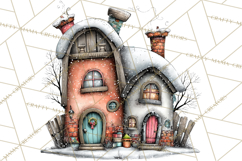 Nordic Winter House Clipart PNG, Scandinavian Cabins Product Image 4