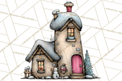 Nordic Winter House Clipart PNG, Scandinavian Cabins Product Image 5