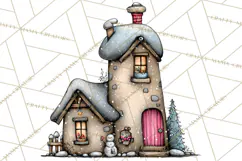 Nordic Winter House Clipart PNG, Scandinavian Cabins Product Image 5