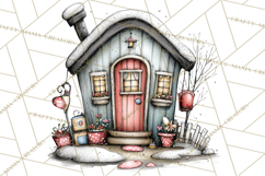 Nordic Winter House Clipart PNG, Scandinavian Cabins Product Image 5