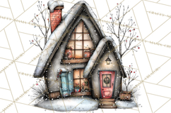 Nordic Winter House Clipart PNG, Scandinavian Cabins Product Image 3