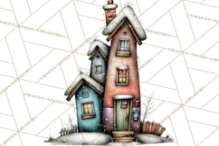 Nordic Winter House Clipart PNG, Scandinavian Cabins Product Image 5