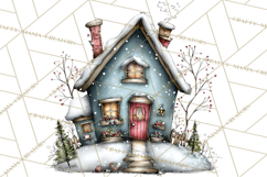 Nordic Winter House Clipart PNG, Scandinavian Cabins Product Image 3