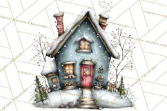 Nordic Winter House Clipart PNG, Scandinavian Cabins Product Image 3