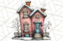 Nordic Winter House Clipart PNG, Scandinavian Cabins Product Image 5