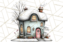 Nordic Winter House Clipart PNG, Scandinavian Cabins Product Image 3