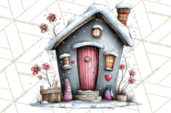 Nordic Winter House Clipart PNG, Scandinavian Cabins Product Image 3