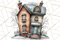 Nordic Winter House Clipart PNG, Scandinavian Cabins Product Image 4