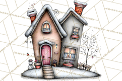 Nordic Winter House Clipart PNG, Scandinavian Cabins Product Image 5