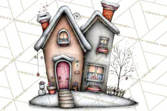 Nordic Winter House Clipart PNG, Scandinavian Cabins Product Image 5