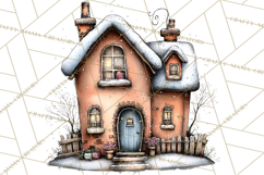Nordic Winter House Clipart PNG, Scandinavian Cabins Product Image 3