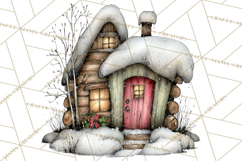 Nordic Winter House Clipart PNG, Scandinavian Cabins Product Image 2