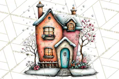 Nordic Winter House Clipart PNG, Scandinavian Cabins Product Image 4
