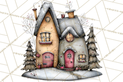 Nordic Winter House Clipart PNG, Scandinavian Cabins Product Image 5