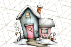 Nordic Winter House Clipart PNG, Scandinavian Cabins Product Image 5