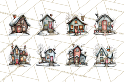 Nordic Winter House Clipart PNG, Scandinavian Cabins Product Image 5