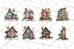 Nordic Winter House Clipart PNG, Scandinavian Cabins Product Image 3