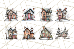 Nordic Winter House Clipart PNG, Scandinavian Cabins Product Image 6