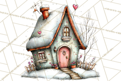 Nordic Winter House Clipart PNG, Scandinavian Cabins Product Image 2