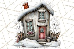 Nordic Winter House Clipart PNG, Scandinavian Cabins Product Image 3