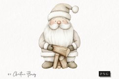 Watercolor Nordic Santa Clause | Beige Christmas PNG Product Image 1