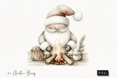 Watercolor Nordic Santa Clause | Beige Christmas PNG Product Image 1
