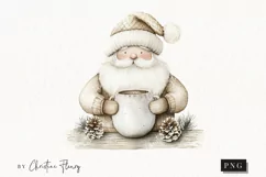 Watercolor Nordic Santa Clause | Beige Christmas PNG Product Image 1