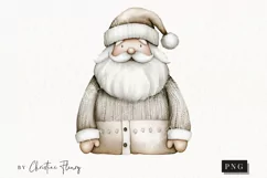 Watercolor Nordic Santa Clause | Beige Christmas PNG Product Image 1