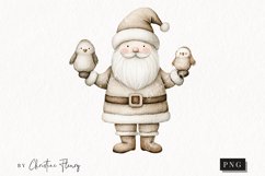 Watercolor Nordic Santa Clause | Beige Christmas PNG Product Image 1