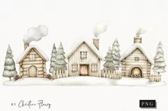 Nordic Winter Cottage | Beige Christmas PNG Product Image 1
