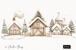 Nordic Winter Cottage | Beige Christmas PNG Product Image 1