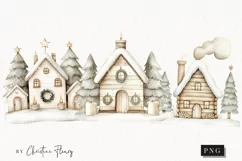 Nordic Winter Cottage | Beige Christmas PNG Product Image 1
