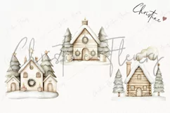 Nordic Winter Cottage | Beige Christmas PNG Product Image 3