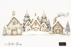 Nordic Winter Cottage | Beige Christmas PNG Product Image 1