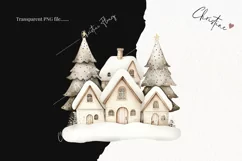 Nordic Winter Cottage | Beige Christmas PNG Product Image 2