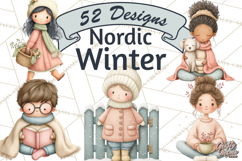 Hygge Nordic Winter Deer Rabbit Clip Art PNG Graphics Product Image 1