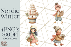 Hygge Nordic Winter Deer Rabbit Clip Art PNG Graphics Product Image 1