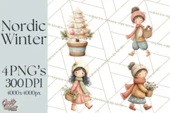 Hygge Nordic Winter Deer Rabbit Clip Art PNG Graphics Product Image 1
