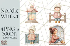 Hygge Nordic Winter Deer Rabbit Clip Art PNG Graphics Product Image 1