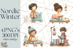 Hygge Nordic Winter Deer Rabbit Clip Art PNG Graphics Product Image 1