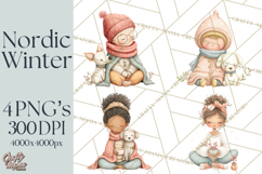 Hygge Nordic Winter Deer Rabbit Clip Art PNG Graphics Product Image 1