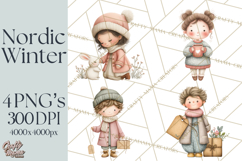 Hygge Nordic Winter Deer Rabbit Clip Art PNG Graphics Product Image 1