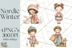 Hygge Nordic Winter Deer Rabbit Clip Art PNG Graphics Product Image 1