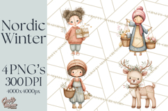 Hygge Nordic Winter Deer Rabbit Clip Art PNG Graphics Product Image 1